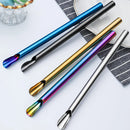 Ljojo 304 Stainless Steel Reusable 5Pcs Bubble Tea Straw Set with Brush and Spoon