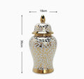 Ljojo™ Gold Ceramic Lattice Temple Jar with Lid - Home Decor Vase