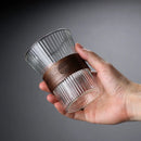 Ljojo 300ML Glass Coffee Mug with Walnut Sleeve and Bamboo Sheet - Japanese Style