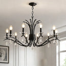 American Black E14 Candle Chandelier Retro Luxury Crystal Pendant Light by Ljojo