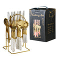 Ljojo 24-Piece Stainless Steel Hammer Pattern Cutlery Set
