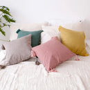 Ljojo Linen Pillow Covers with Tassels - 18x18" Square Throw Pillows for Home Decor