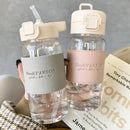 Ljojo 500ml Clear Leakproof Water Bottle with Straw - Portable for Travel & Office