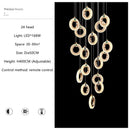 Ljojo Modern Gold Lustre Ring Acrylic Attic Chandelier for Stair & Dining Room
