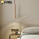 Ljojo Slim Yellow Travertine LED Pendant Lamp for Bedroom Kitchen Dining - Cave Stone Hanging Light