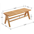 Ljojo™ Farmhouse Rattan Bench With Footrest - Wood Cane Seat
