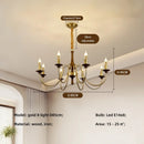 American Retro Candle Chandelier Living Room Solid Wood Iorn Pendant Light by Ljojo