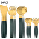 Ljojo 30-Piece Matte Stainless Steel Gold Dinnerware Set