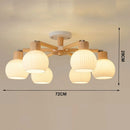 Nordic Glass LED Chandelier Modern Wooden Pendant Lamp Home Decor by Ljojo