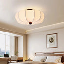 Medieval Style Pumpkin Cloth Bedroom Ceiling Lamp Retro Solid Wood Living Dining Room Decor Lights Ljojo