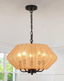 Ljojo 5-Light Rattan Chandelier for Kitchen Bedroom Living Room.