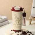 Ljojo 500ml Stainless Steel Vacuum Insulated Coffee Cup Straw Mug