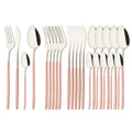 Ljojo 24-Piece Stainless Steel Cutlery Set - Black Mirror Finish
