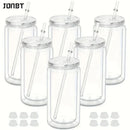 Ljojo 16oz Double Wall Plastic Straw Water Bottles Insulated DIY Drinkware Party Cup