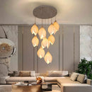 Ljojo Magnolia Chandelier: Luxury Ceramic Duplex Staircase LED Light for Living and Dining Rooms