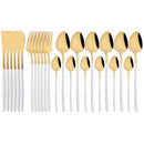 Gold Stainless Steel Cutlery Set by Ljojo - 24Pcs Western Tableware Flatware