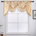 Ljojo Luxury Jacquard Floral Tassel Window Valance for Elegant Home Decor