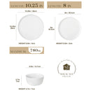 Ljojo LEXI Ceramic Plate Set - White Black Rim Dinnerware, 4/6 PCS Variants