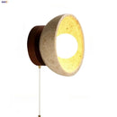 Ljojo LED Wall Light with Wood Base, Natural Yellow Travertine, Modern Nordic Design