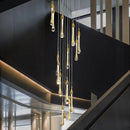 Ljojo Staircase Crystal Chandelier Water Drop Hanging Light Ceiling Suspension Pendant Lamp