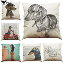 Dachshund Linen Pillowcase 45*45cm by Ljojo: Cozy Decor for Car, Bedroom, Sofa & Kids