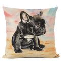 Cute Bulldog Hand-Painted Linen Pillowcase by Ljojo Teddy Collection