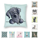 Ljojo Miniature Schnauzer Dog Cartoon Cushion Cover for Sofa - Puppy Lover's Nordic Pillow