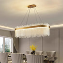 Ljojo Luxury Crystal Glass Chandelier Modern Gold Ring Pendant Lamps for Hotel Lobby Villa