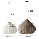 French Minimalist Pendant Light Onion Shape Fabric Lampshade for Living Room.