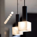 Modern Minimal Art LED Marble Square Chandelier Hanging Lamp for Home Decor by Ljojo