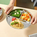 Ljojo 304 Stainless Steel Round Dinner Plate 3 Compartments Stackable Fruit Salad Plates