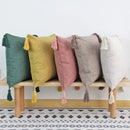 Ljojo Linen Tassel Cushion Cover 45x45cm for Bedroom Sofa and Home Decor