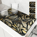 Ljojo Metallic Floral Branches Drying Mat: Non-Slip Absorbent Placemat