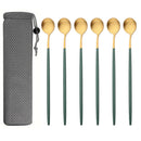 Ljojo Matte Stainless Steel Long Handled Stir Spoon Set