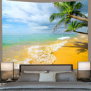 Beach Turtle Tapestry Coconut Tree Wave Wall Hanging Towel Room Decor by Ljojo