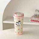 Ljojo 500ml Stainless Steel Insulated Tumbler with Straw - Cute Thermal Cup