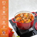 Ljojo 5L Cast Iron Dutch Oven with Enamelled Casserole, 23cm - 3 Color Options
