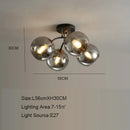 Nordic Glass Ceiling Chandelier Black Minimalist Decor for Bedroom Loft Restaurant - Ljojo