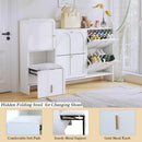 Ljojo™ 4-Drawer Shoe Cabinet with Hidden Stool & Adjustable Shelves