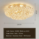 Ljojo Luxury Crystal Ceiling Lights Modern Remote Dimmable Gold Living Room Decor