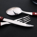 Ljojo 24-Piece Stainless Steel Wooden Handle Cutlery Set