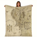 Ljojo Middle Earth Map Fleece Blanket - Lightweight, Soft, All-Season Home Decor