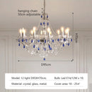 Ljojo French Blue Romantic Crystal Chandeliers - Luxury Glass Living Room Lighting