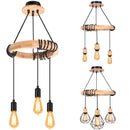 Ljojo 3-Head Wooden Industrial Pendant Chandelier Loft Hanging Lights