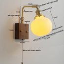Ljojo LED Wall Sconce Pull Chain Switch Copper Ceramic Nordic Stair Light Fixtures