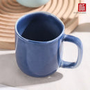 Ljojo 440ml Ceramic Coffee Mug with Handle, Solid Color Irregular Cup Home Breakfast Oat Cup