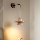 Ljojo LED Wall Lights Nordic Modern Pull Chain Yellow Travertine Stone Bedside Lamp