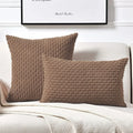 Beige Boho Corduroy Throw Pillow Cover 18x18 Inch for Modern Home Decor by Ljojo