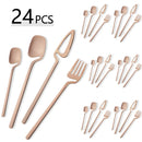 Ljojo 24-Piece Stainless Steel Cutlery Set in Matte Black Finish