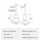 Chinese Paper Lantern Chandelier LED Light Fixture by Ljojo - Handmade Art Decor for Bedroom & Dining Room